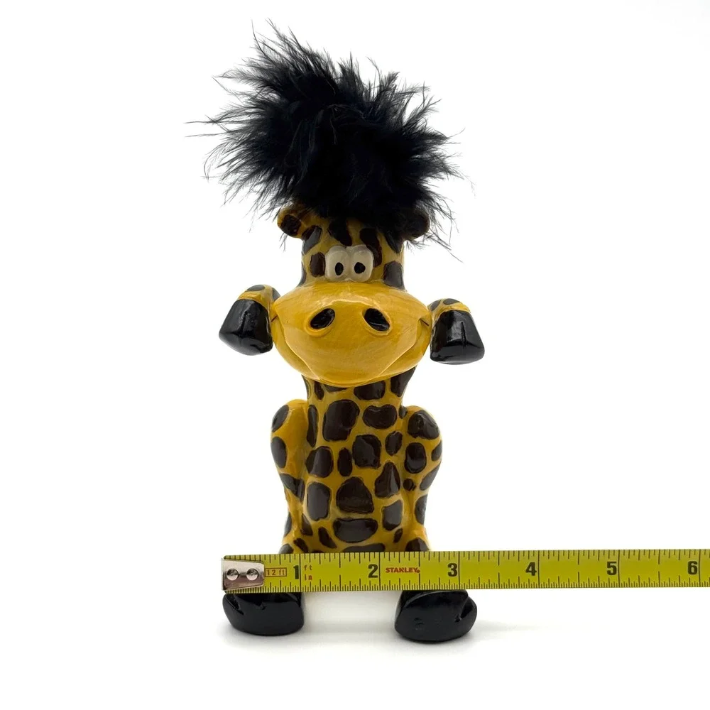 Giraffe Picture Frame Holder Ceramic Animated Kitsch Figurine Desk Art